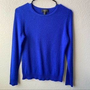100 % Cashmere Charter Club Royal Blue Crew Neck Sweater | Petite Small